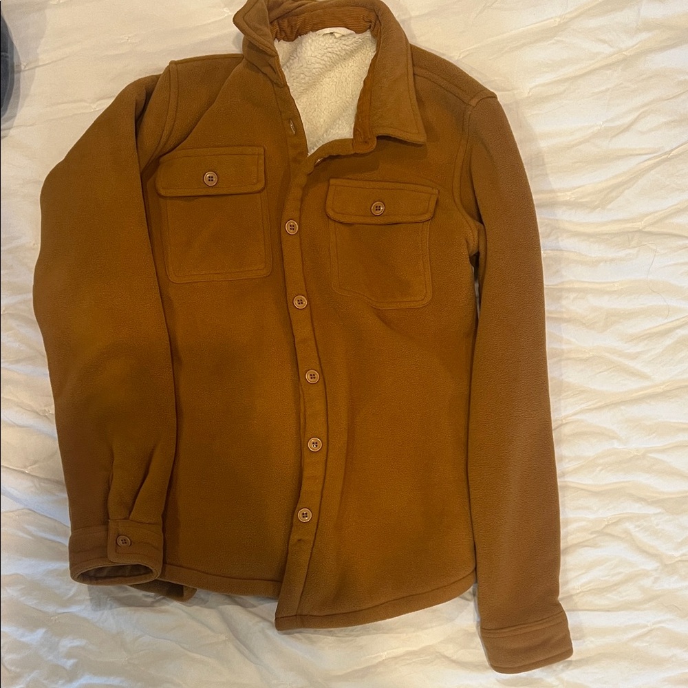 Brown Sherpa-Lined Fleece Jacket